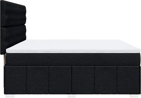 vidaXL Κρεβάτι Boxspring με Στρώμα Μαύρο 180x200 εκ. Υφασμάτινο