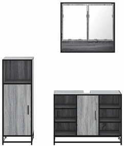 vidaXL Σετ Επίπλων Μπάνιου 3 Τεμαχίων Γκρι Sonoma Επεξεργασμένο Ξύλο