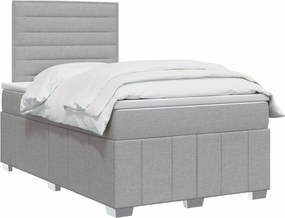 vidaXL Κρεβάτι box spring με στρώμα Ανοιχτό γκρι 120 x 190 cm Ύφασμα