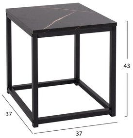 Ζιγκον Grelay 2 Τεμ Mdf Όψη Μαρμάρου &amp; Μέταλλο 45Χ45Χ50εκ. &amp; 37Χ37Χ43 Εκ.