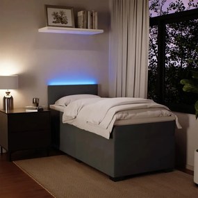 ΚΡΕΒΑΤΙ BOXSPRING ΜΕ ΣΤΡΩΜΑ ΣΚΟΥΡΟ ΓΚΡΙ SINGLE ΒΕΛΟΥΔΙΝΟ 3288768