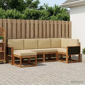 vidaXL Σειρά Καναπέ Εξωτερικού 6 pcs Φυσικό και Μπεζ