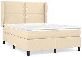 Κρεβάτι Boxspring με Στρώμα Κρεμ 140x190 εκ. Υφασμάτινο - Κρεμ