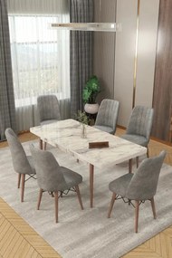 Stewehome Σετ Τραπεζαρίας 6 Ατόμων Επεκτεινόμενο Γκρι 80x130x78 cm