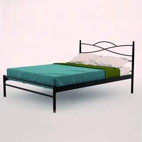 Μεταλλικό διπλό κρεβάτι LARA με στρώμα 140x200cm, Μαύρο 145x205x30cm -GRA005