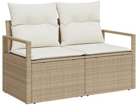 vidaXL Set Σαλονιού Κήπου 8 Τεμαχίων με Μαξιλάρια Μπεζ Πολυ Ρατάν