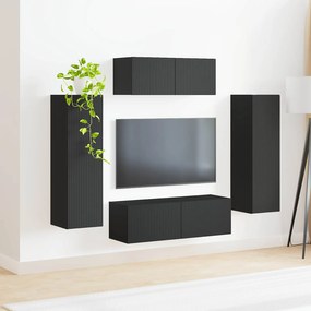 vidaXL Σετ επίπλου τηλεόρασης 3 pcs Μαύρο Επεξεργασμένο Ξύλο