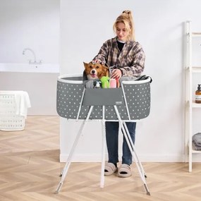 VEVOR Foldable Dog Bathtub Elevated Grey Shower Station for Small &amp; Medium Pets