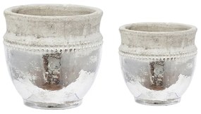 Artekko Uma Κασπώ από Τερακότα σε Ασημί με Γκρι (20.3x20.3x19.1)cm 2pcs Artekko 1200