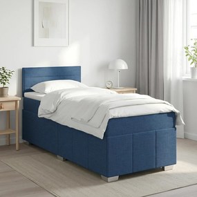vidaXL Κρεβάτι box spring με στρώμα Μπλε 100 x 200 cm Ύφασμα