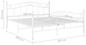 Πλαίσιο Κρεβατιού Λευκό 180 x 200 εκ. Μέταλλο - Λευκό