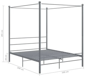 vidaXL Πλαίσιο Κρεβατιού με Ουρανό Γκρι 160 x 200 εκ. Μεταλλικό