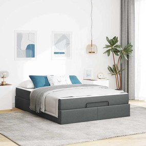 vidaXL Σκελετός Κρεβατιού Σκούρο γκρι 140 x 200 cm ύφασμα