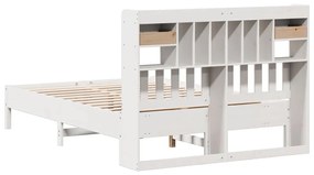 Κρεβάτι Βιβλιοθήκη Χωρίς Στρώμα 120x190 εκ Μασίφ Ξύλο Πεύκου - Λευκό