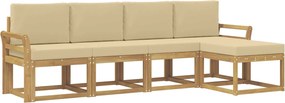 vidaXL Σειρά Καναπέ Εξωτερικού με μαξιλάρι 5 pcs Λευκό και Μπεζ