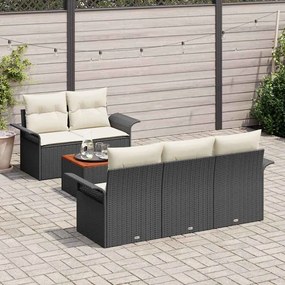 vidaXL Σετ Καναπέ Κήπου με μαξιλάρι 6 pcs Μαύρο, Κρέμα 55 x 55 x 37 εκ