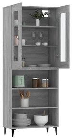 vidaXL Ντουλάπι Γκρι Sonoma 69,5 x 34 x 180 εκ. Επεξεργασμένο Ξύλο