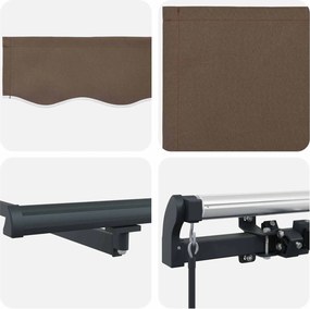 vidaXL Χειροκίνητη τέντα με ηλιακό LED 4 x 3 m Taupe 100% Πολυεστέρας