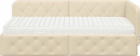 vidaXL Κρεβάτι Γωνίας Κρεμ 100 x 200 cm ύφασμα