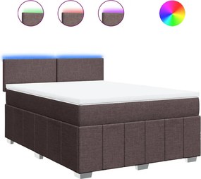 vidaXL Κρεβάτι Boxspring με Στρώμα Σκούρο Καφέ 160x200 εκ Υφασμάτινο
