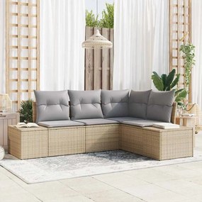 vidaXL Σετ Καναπέ Κήπου με μαξιλάρι 4 pcs Μπεζ, Ανοιχτό Γκρι