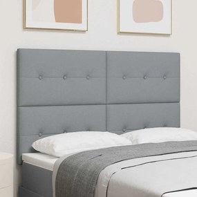 vidaXL LED κεφαλάρι με LED ταινίες φωτός Ανοιχτό γκρι 144 cm ύφασμα