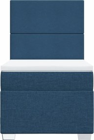 vidaXL Κρεβάτι Boxspring με Στρώμα Μπλε 90x200 εκ.Υφασμάτινο