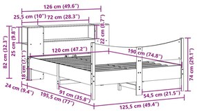 Σκελετός Κρεβ. Χωρίς Στρώμα Καφέ Κεριού 120x190 εκ Μασίφ Πεύκο - Καφέ