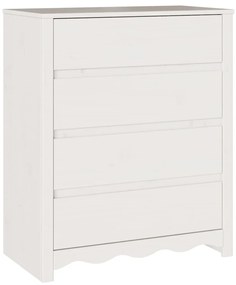 vidaXL Κομοδίνο με συρτάρι Λευκό 76.5 x 40 x 91 εκ Μασίφ ξύλο πεύκου