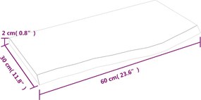 vidaXL Πάγκος Μπάνιου Αν. Καφέ 60x30x2 εκ. Επεξεργ. Μασίφ Ξύλο