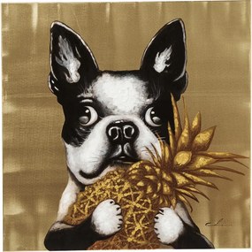 Πίνακας Σκύλος Ανανάς Χρυσός  80x3.5x80εκ - Μαύρο