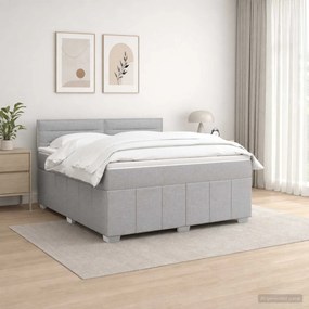 vidaXL Κρεβάτι box spring με στρώμα Ανοιχτό γκρι 160 x 200 cm Ύφασμα