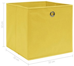 Κουτιά Αποθήκευσης 10 τεμ. Κίτρινα 32 x 32 x 32 εκ. Υφασμάτινα - Κίτρινο