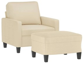 vidaXL Πολυθρόνα Κρεμ 60 εκ. Υφασμάτινη με Υποπόδιο