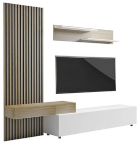 TV FURNITURE COMBO DORT  MELAMINE IN SONAMA-WHITE 249.5x42.2x199.5Hcm.