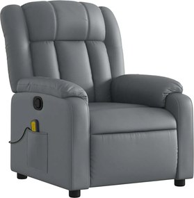 vidaXL Πολυθρόνα Μασάζ Ανακλινόμενη Γκρι από Συνθετικό Δέρμα