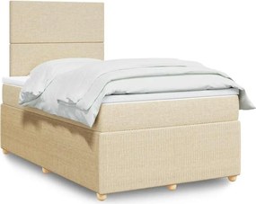 vidaXL Κρεβάτι Boxspring με Στρώμα Κρεμ 120x200 εκ. Υφασμάτινο