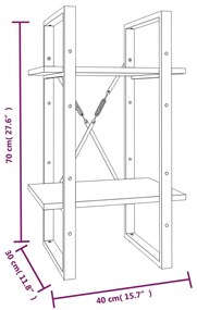 Βιβλιοθήκη με 2 Ράφια Καφέ Δρυς 40x30x70 εκ. Επεξεργ. Ξύλο - Καφέ