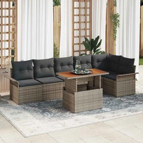 vidaXL Σετ Καναπέ Κήπου με αποθήκευση 7 pcs Γκρι Πολυ ράταν