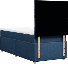 vidaXL Κρεβάτι Boxspring με Στρώμα Μπλε 90x200 εκ.Υφασμάτινο