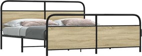 vidaXL Σκελετός Κρεβ. Χωρίς Στρώμα Sonoma Δρυς 193x203 εκ. Μεταλλικό