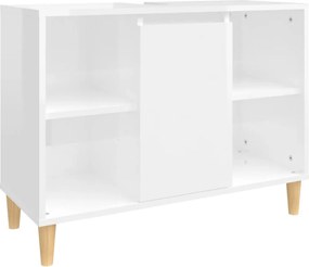 vidaXL Ντουλάπι Νιπτήρα Γυαλ. Λευκό 80x33x60 εκ. Επεξεργασμένο Ξύλο