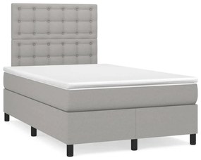 vidaXL Κρεβάτι Boxspring με Στρώμα Ανοιχτό Γκρι 120x200 εκ. Υφασμάτινο
