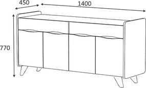 Μπουφές Sila Megapap χρώμα λευκό 140x45x72εκ.