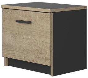 Insi Tonight Κομοδίνο με 1 πόρτα 40x30x36εκ. Black/ Natural Chestnut  0191.GM48