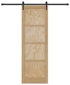 vidaXL Συρόμενη Πόρτα με Σετ Εξαρτημάτων 78x232 cm Μασίφ Ξύλο Πεύκου