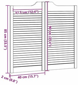 Ανοιγόμενες πόρτες περσίδες 2 ζευγών 90x80 cm μασίφ ξύλο πεύκο - Καφέ