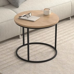 Τραπεζάκι σαλονιού σετ 2τεμ Hilal sapphire oak Ø66x49εκ