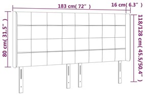 Κεφαλάρι με Πτερύγια Μαύρο 183x16x118/128 εκ. Βελούδινο - Μαύρο