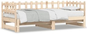 vidaXL Καναπές Κρεβάτι Συρόμενος 2x(90x200) εκ. από Μασίφ Ξύλο Πεύκου
